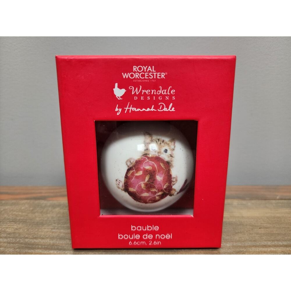 Royal Worcester Wrendale Designs Purrfect Bone China Christmas Bauble Kitten NIB